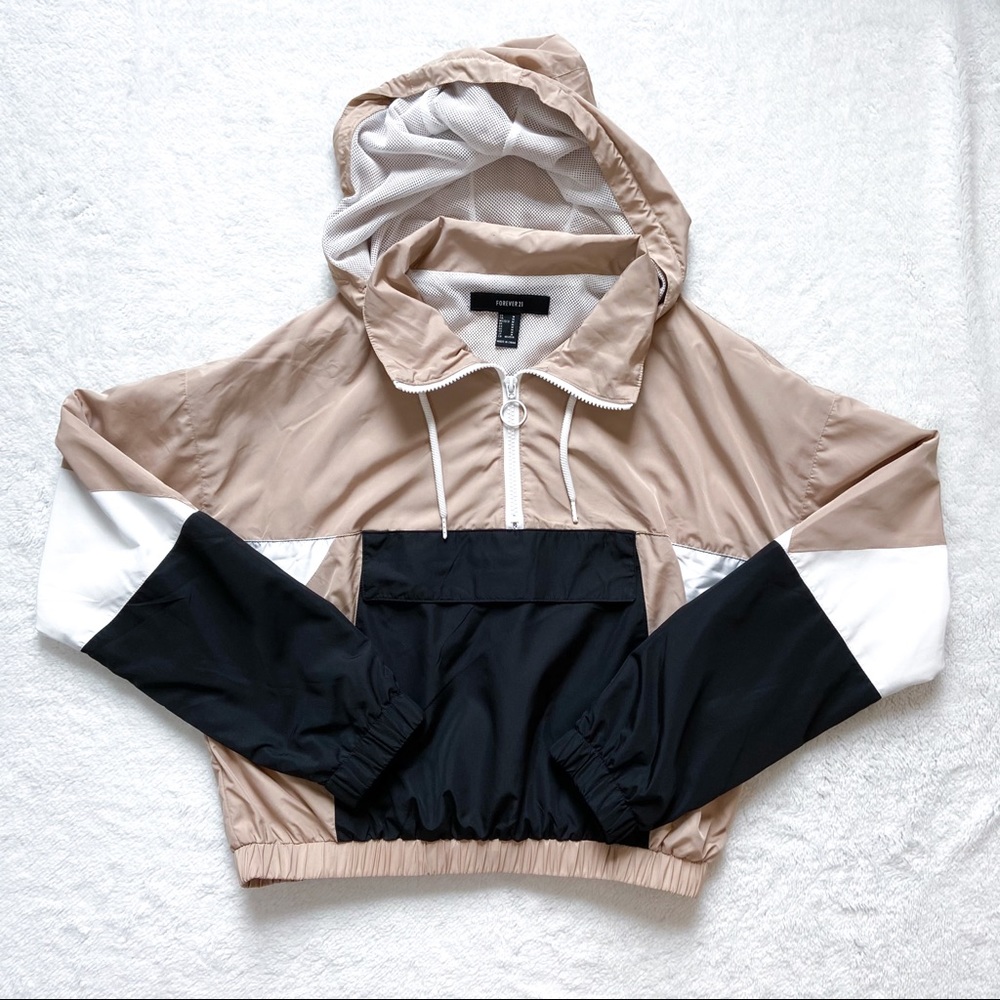 Forever 21 cropped color block windbreaker M